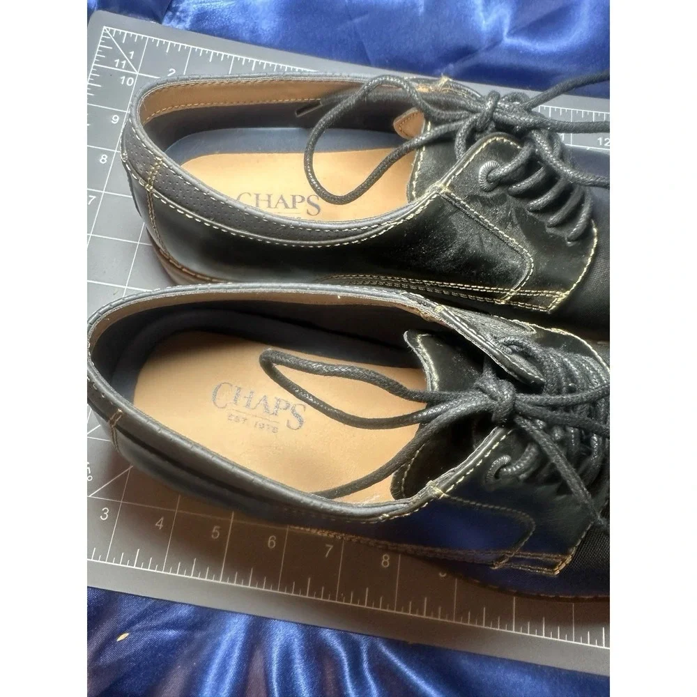 CHAPS Men's Leather Toe Lace Up Oxford Dress Shoes 10 Black